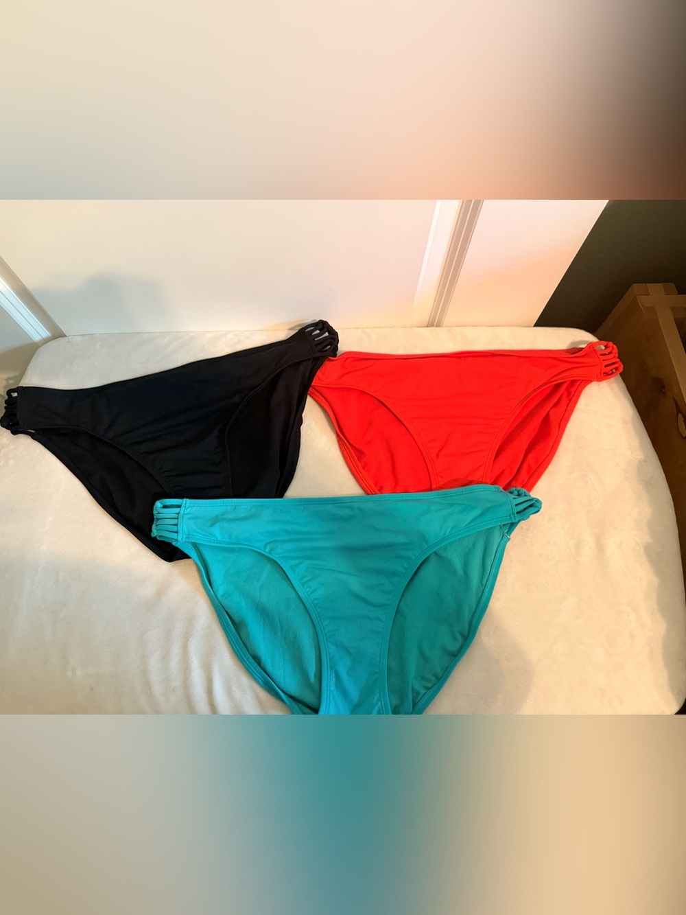 Athleta Bikini Bottoms in Black, Red, Teal